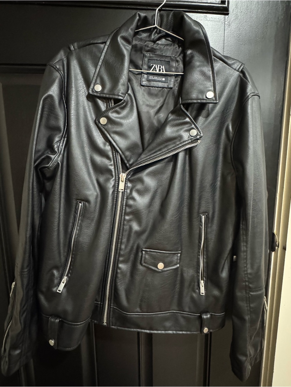 Zara Black Faux Leather Moto Jacket